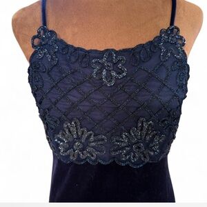 Night Way Collections Petite Navy Velvet Beaded Dress New Years Eve